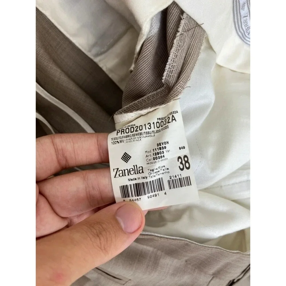 Zanella Men's Bennett 100% Lana Wool Italy Dress Pants 38 Brown Pleated Cuffed